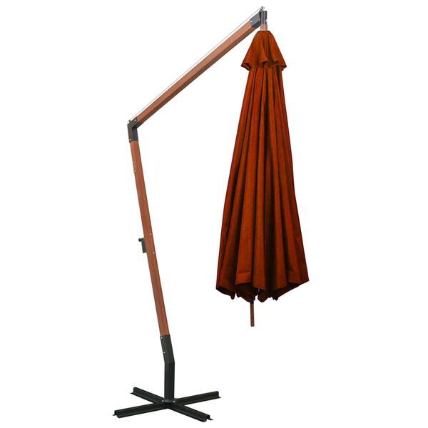 vidaXL Ampelschirm mit Mast Terrakotta 3,5x2,9 m Massivholz Tanne