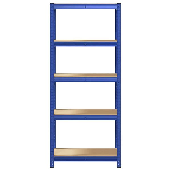 vidaXL Lagerregal mit 5 B&ouml;den Blau Stahl & Holzwerkstoff