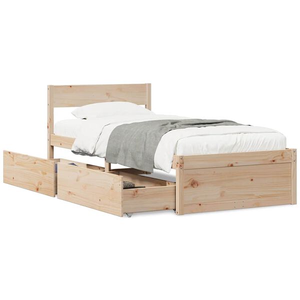 vidaXL Massivholzbett ohne Matratze 75x190 cm Kiefernholz