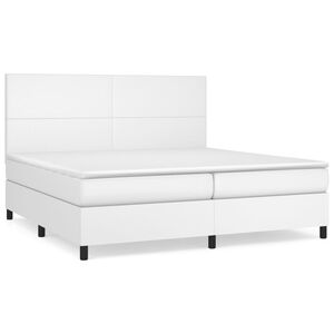 vidaXL Boxspringbett mit Matratze Wei&szlig; 200x200 cm Kunstleder