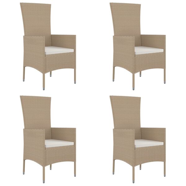 vidaXL 5-tlg. Garten-Essgruppe mit Kissen Beige Poly Rattan