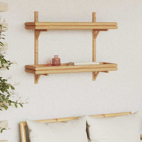 vidaXL Wandregal mit Regal Wandmontiert Braun 39 x 26 x 60 cm Bambus