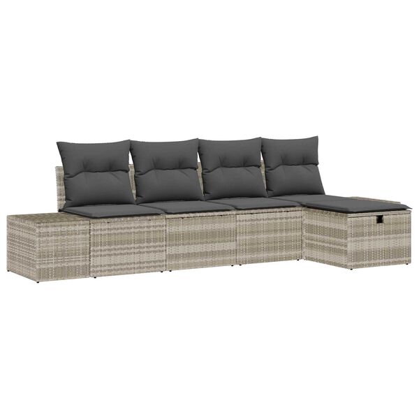 vidaXL Gartensofa-set mit Kissen 5 pcs Hellgrau Poly-Rattan