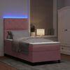 vidaXL LED Boxspringbett mit Matratze Rosa 90 x 200 cm Stoff
