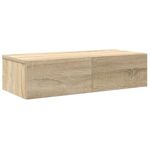 vidaXL Wandregal mit Schubladen Sonoma-Eiche 60x26,5x15 cm