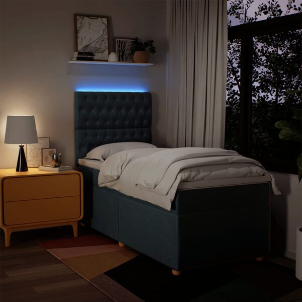 vidaXL Boxspringbett mit Matratze Blau 90x200 cm Stoff