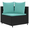 vidaXL 4-tlg. Garten-Sofagarnitur mit Kissen Schwarz Poly Rattan