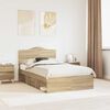 vidaXL Bettrahmen Sonoma-Eiche 135 x 190 cm Massives Kiefernholz