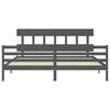 vidaXL Massivholzbett mit Kopfteil Grau 200x200 cm