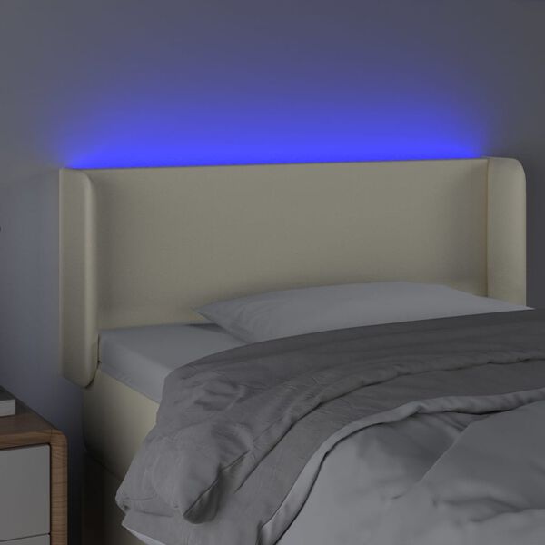 vidaXL LED Kopfteil Creme 103x16x78/88 cm Kunstleder