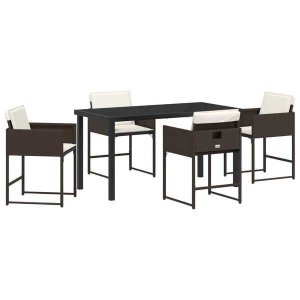 vidaXL Garten Essgruppe mit Kissen 5 pcs Braun Poly-Rattan