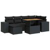 vidaXL 7-tlg. Garten-Sofagarnitur mit Kissen Schwarz Poly Rattan