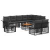 vidaXL Outdoor-Sofagarnitur 11 stk. 10-Sitzer Schwarz und Dunkelgrau