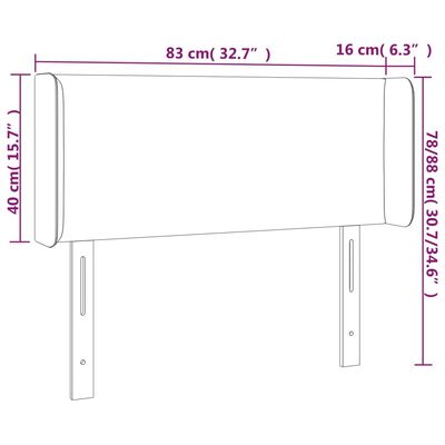 vidaXL LED Kopfteil Hellgrau 83x16x78/88 cm Samt