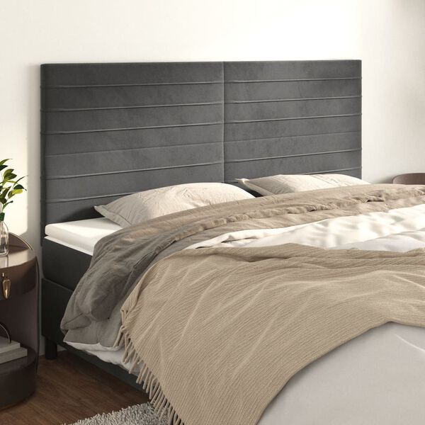 vidaXL Kopfteil Dunkelgrau 160 x 5 x 118/128 cm Samt
