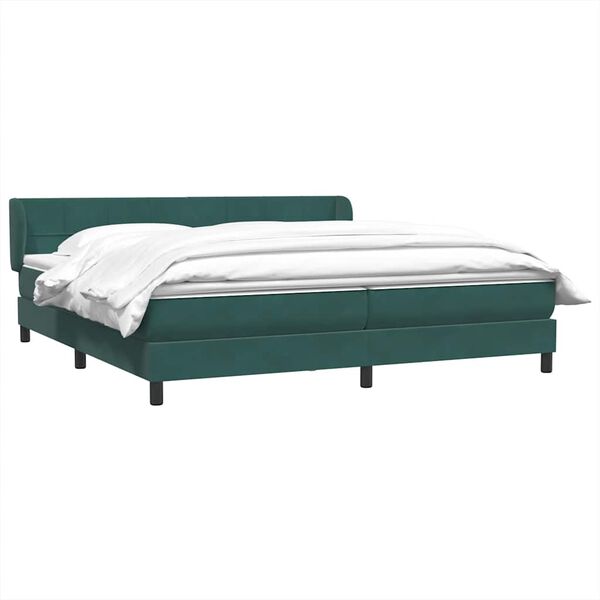 vidaXL Boxspringbett mit Matratzen Dunkelgr&uuml;n 200x210 cm Samt