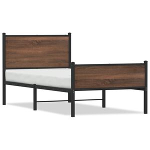 vidaXL Metallbett ohne Matratze Braun Eichen-Optik 90x190 cm