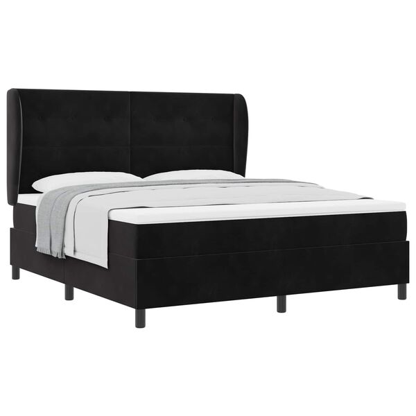 vidaXL Boxspringbett mit Matratze Schwarz 200 x 180 cm Polyester