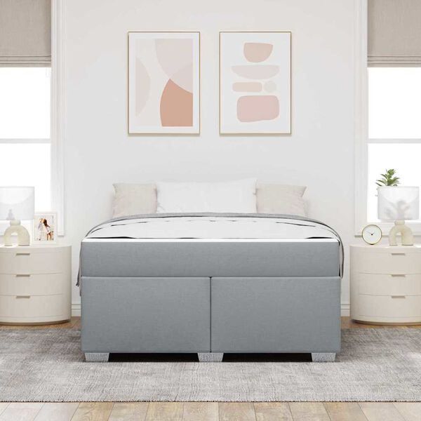 vidaXL Bettrahmen mit Matratze Hellgrau 140 x 200 cm Stoff