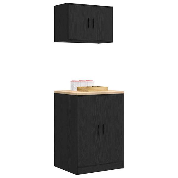 vidaXL Garagenschr&auml;nke 2 Stk. Schwarz Holzwerkstoff