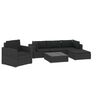 vidaXL 6-tlg. Garten-Lounge-Set mit Kissen Poly Rattan Schwarz