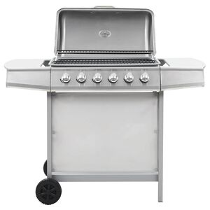 vidaXL Gasgrill mit 6 Flammen Edelstahl Silbern