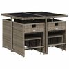 vidaXL 9-tlg. Garten-Essgruppe mit Kissen Grau Poly Rattan