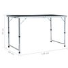 vidaXL Campingtisch Klappbar Grau Aluminium 120x60 cm