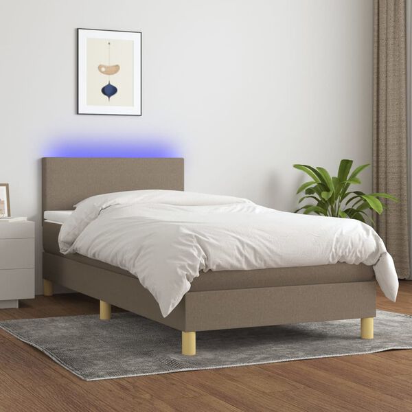 vidaXL Boxspringbett mit Matratze & LED Taupe 80x200 cm Stoff