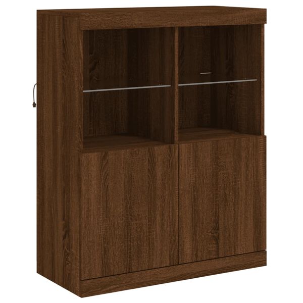 vidaXL Sideboard mit LED-Leuchten Braun Eichen-Optik 81x37x100 cm