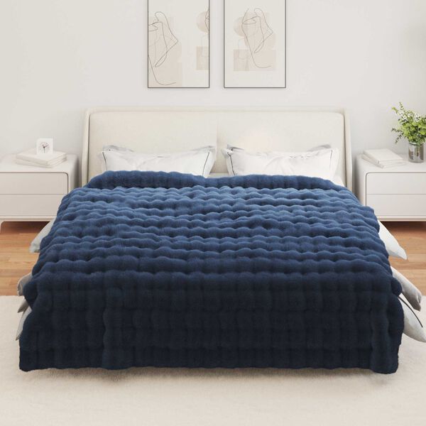 vidaXL Kunstfell Kaninchenfell Decke 4 pcs Marineblau 240 x 270 cm