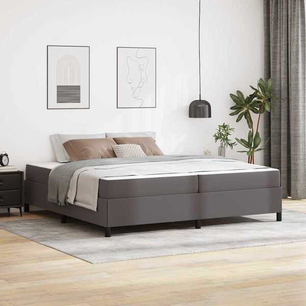 vidaXL Bettrahmen mit Matratze Grau 200 x 200 cm Stoff