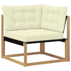 vidaXL Outdoor Ecksofa Massivholz Akazie Whitewash und Creme