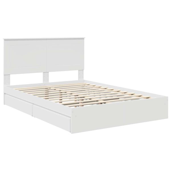 vidaXL Aufbewahrungsbett mit Kopfteil Wei&szlig; 150 x 200 cm Holzwerkstoff