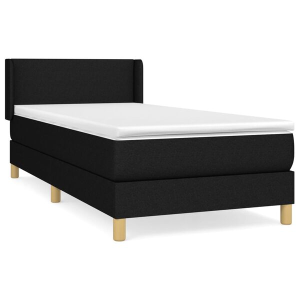 vidaXL Boxspringbett mit Matratze Schwarz 90x200 cm Stoff
