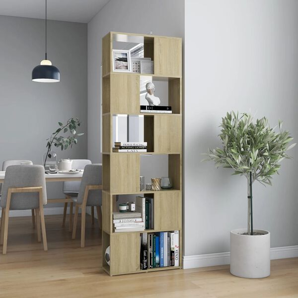 vidaXL B&uuml;cherregal Raumteiler Sonoma-Eiche 60x24x186 cm Holzwerkstoff