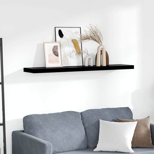 vidaXL Schweberegal Hochglanz-Schwarz 120x23,5x3,8 cm MDF