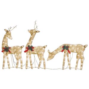 vidaXL Weihnachtsdeko LED Rentiere 270x7x90 cm Golden Warmwei&szlig;
