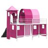 vidaXL Kinderloftbett Wei&szlig; und Rosa 99,5 x 190 cm Metall