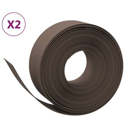 vidaXL Rasenkanten 2 Stk. Braun 10 m 20 cm Polyethylen