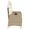 vidaXL Gartensessel mit Fußteil Verstellbar Beige Poly Rattan