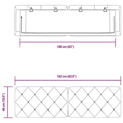 vidaXL Kopfteil-Kissen Dunkelgrau 160 cm Samt