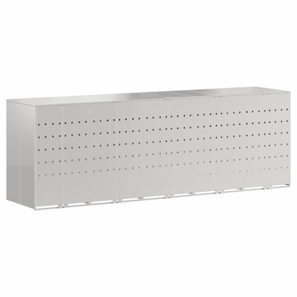 vidaXL Wagenm&uuml;llbeh&auml;lter f&uuml;r 5 Beh&auml;lter Silber 340 x 77,5 x 115,5 cm