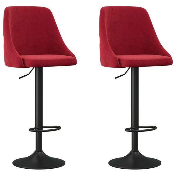 vidaXL Barhocker 2 Stk. Weinrot Samt