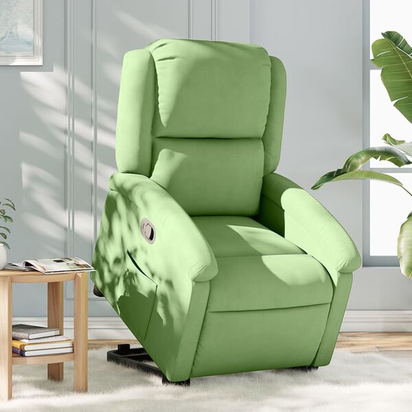 vidaXL Relaxsessel mit Aufstehhilfe Hellgr&uuml;n Samt