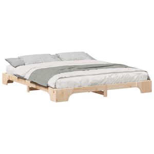 vidaXL Bettrahmen Braun 200 x 220 cm Massives Kiefernholz