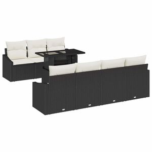 vidaXL Gartensofa-set 8 stk. Schwarz und Creme 100 x 55 x 73 cm