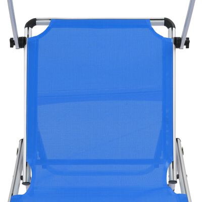 vidaXL Sonnenliege Klappbar mit Sonnenschutz Alu und Textilene Blau