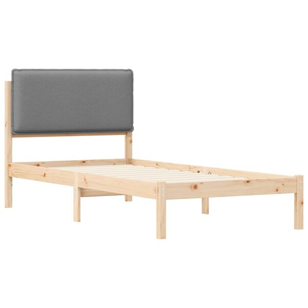 vidaXL Bettgestell mit gepolstertem Kopfteil Hellgrau 75 x 190 cm