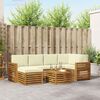 vidaXL Ecksofa Set mit Kissen 7 pcs Natur und Creme Massivholz Akazie